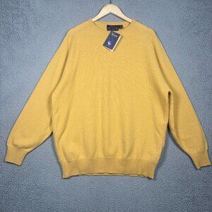 Doogan Sweater Mens Size 2XL Gold Yellow Crewneck Pullover Raglan 100% Lambswool